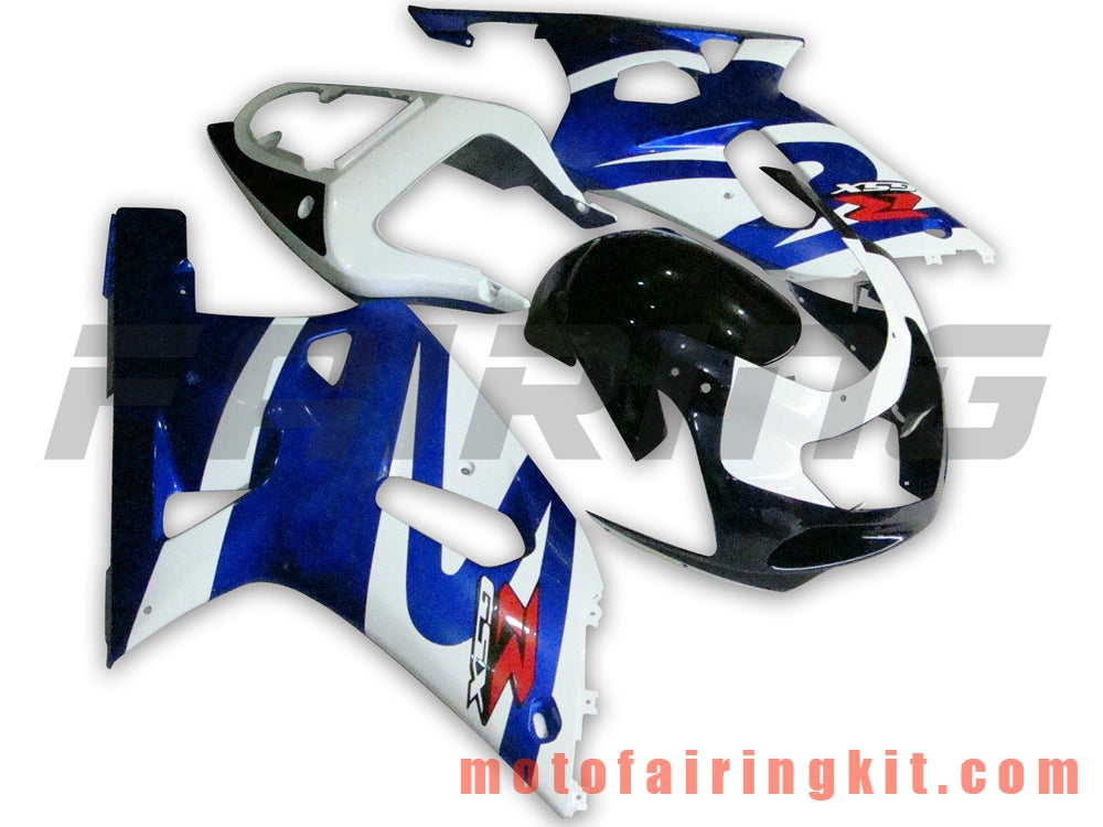 Kits de carenado aptos para GSXR1000 2000 2001 2002 GSXR 1000 00 01 02 Molde de inyección de plástico ABS Carrocería completa para motocicleta Marco de carrocería de posventa (azul y blanco) B026