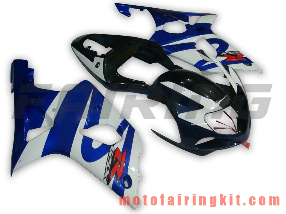 Kits de carenado aptos para GSXR1000 2000 2001 2002 GSXR 1000 00 01 02 Molde de inyección de plástico ABS Carrocería completa para motocicleta Marco de carrocería de posventa (azul y blanco) B035