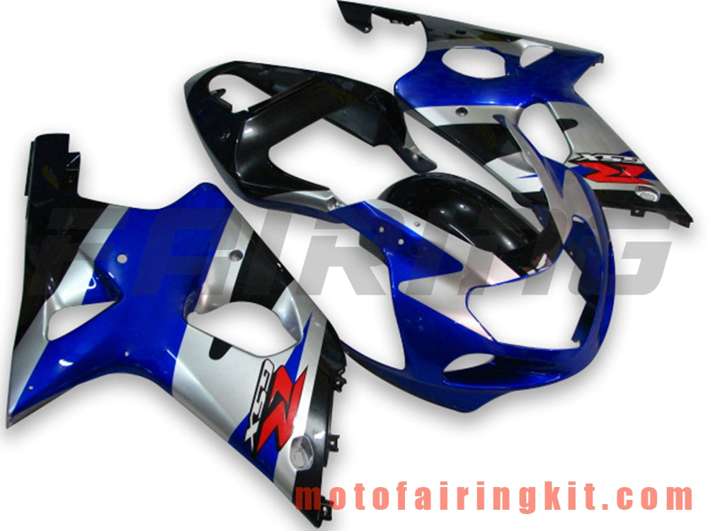 Fairing Kits Fit for GSXR1000 2000 2001 2002 GSXR 1000 00 01 02 Plastic ABS Injection Mold Complete Motorcycle Body Aftermarket Bodywork Frame (Silver & Blue) B036