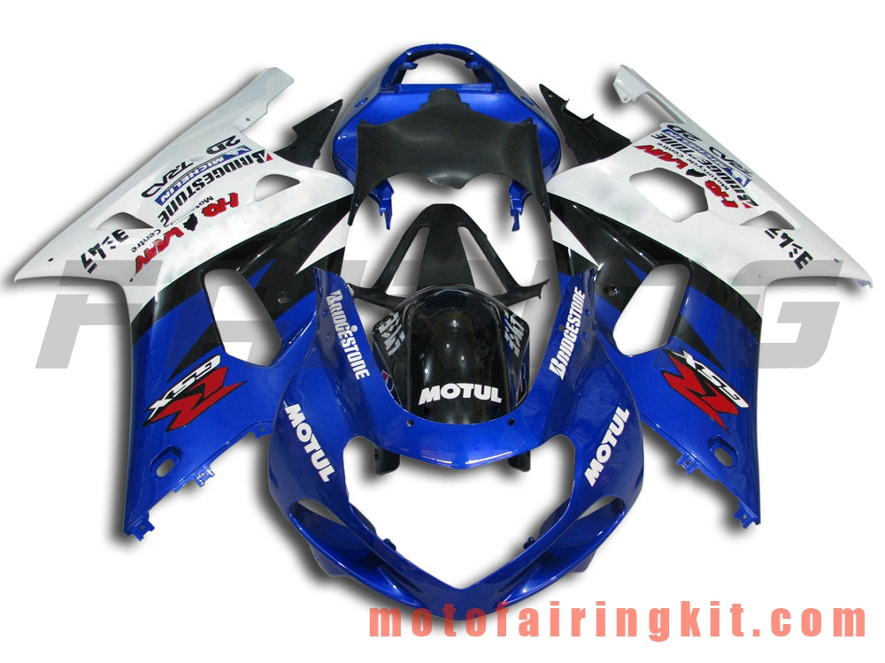 Kits de carenado aptos para GSXR1000 2000 2001 2002 GSXR 1000 00 01 02 Molde de inyección de plástico ABS Carrocería completa para motocicleta Marco de carrocería de posventa (azul y blanco) B039