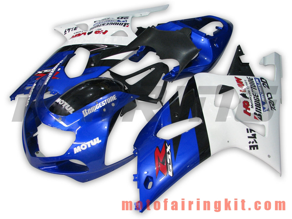 フェアリングキット GSXR1000 2000 2001 2002 GSXR 1000 00 01 02 プラスチック ABS 射出成型 完全なオートバイボディ アフターマーケットボディワークフレーム (ブルー &amp; ホワイト) B039