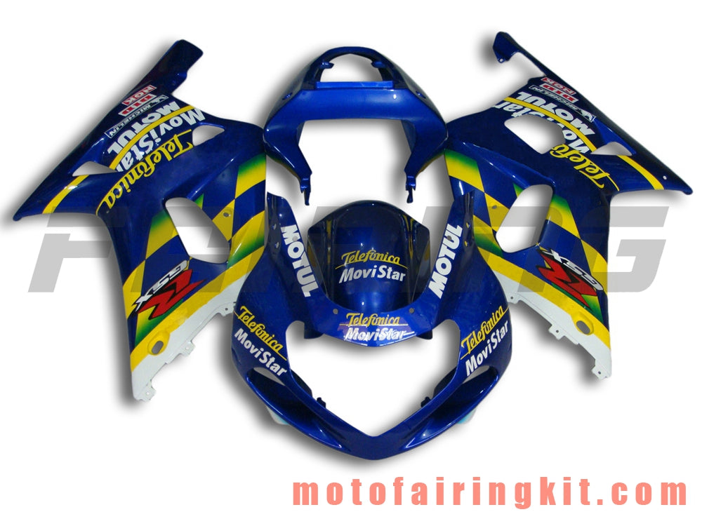 Fairing Kits Fit for GSXR1000 2000 2001 2002 GSXR 1000 00 01 02 Plastic ABS Injection Mold Complete Motorcycle Body Aftermarket Bodywork Frame (Blue & Yellow) B041