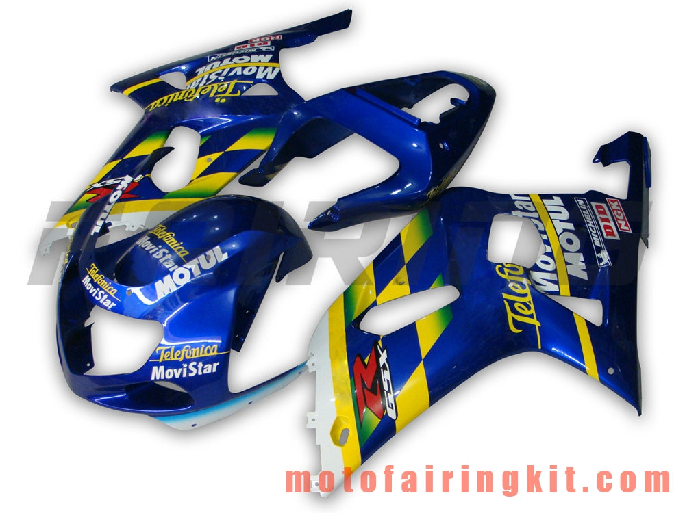 Fairing Kits Fit for GSXR1000 2000 2001 2002 GSXR 1000 00 01 02 Plastic ABS Injection Mold Complete Motorcycle Body Aftermarket Bodywork Frame (Blue & Yellow) B041