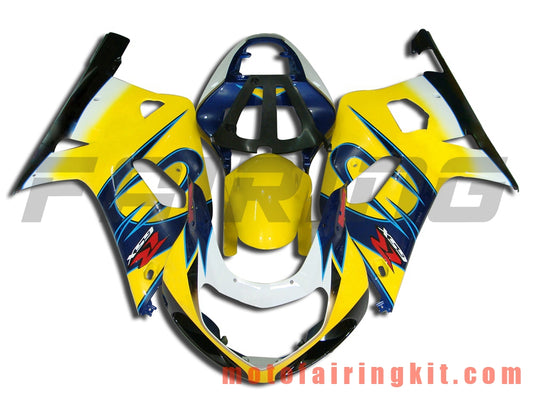 Kits de carenado aptos para GSXR1000 2000 2001 2002 GSXR 1000 00 01 02 Molde de inyección de plástico ABS Carrocería completa para motocicleta Marco de carrocería de posventa (amarillo y azul) B058