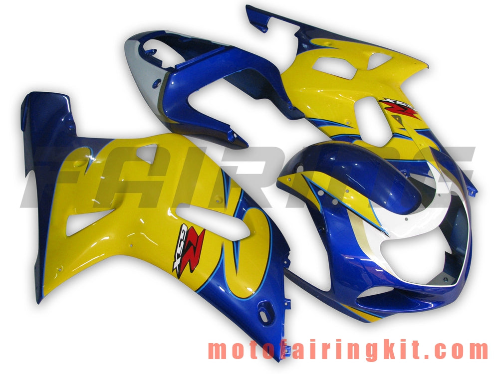 Kits de carenado aptos para GSXR1000 2000 2001 2002 GSXR 1000 00 01 02 Molde de inyección de plástico ABS Carrocería completa para motocicleta Marco de carrocería de posventa (amarillo y azul) B059