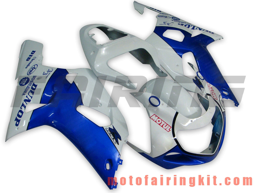 Kits de carenado aptos para GSXR1000 2000 2001 2002 GSXR 1000 00 01 02 Molde de inyección de plástico ABS Carrocería completa para motocicleta Marco de carrocería de posventa (azul y blanco) B065