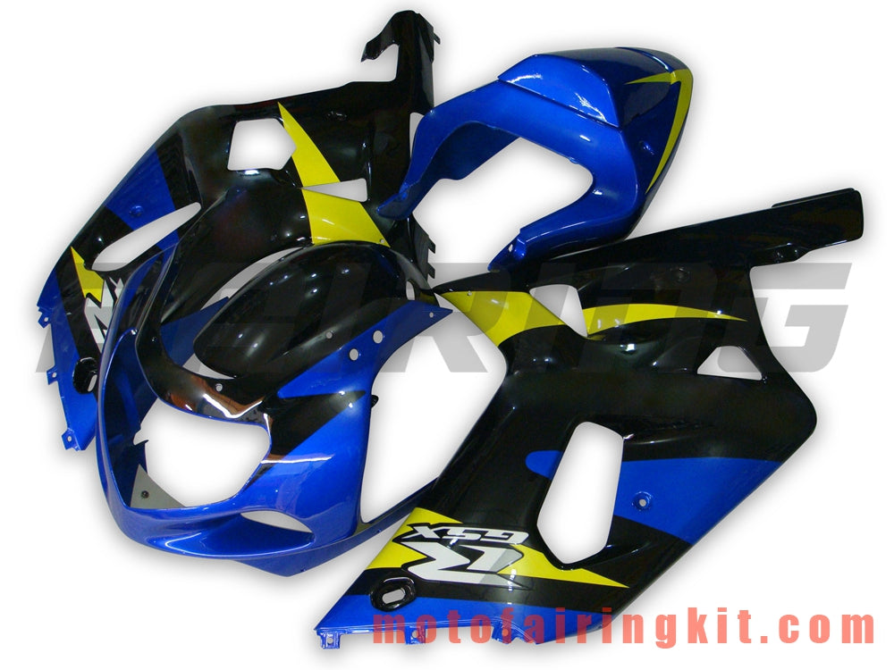 フェアリングキット GSXR1000 2000 2001 2002 GSXR 1000 00 01 02 プラスチック ABS 射出成型 完全なオートバイボディ アフターマーケットボディワークフレーム (ブルー &amp; ブラック) B070