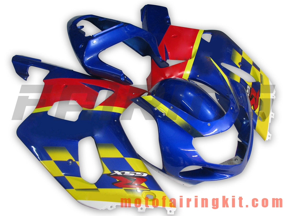 Kits de carenado aptos para GSXR1000 2000 2001 2002 GSXR 1000 00 01 02 Molde de inyección de plástico ABS Carrocería completa para motocicleta Marco de carrocería de posventa (azul y rojo) B086