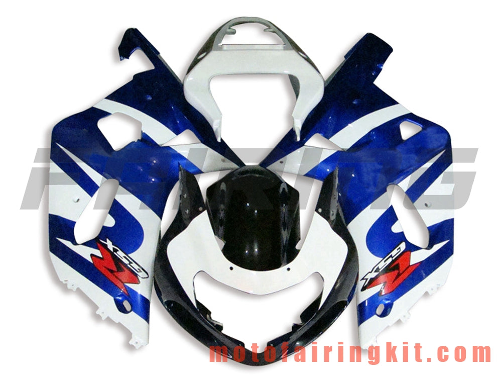 Kits de carenado aptos para GSXR1000 2000 2001 2002 GSXR 1000 00 01 02 Molde de inyección de plástico ABS Carrocería completa para motocicleta Marco de carrocería de posventa (azul y blanco) B095