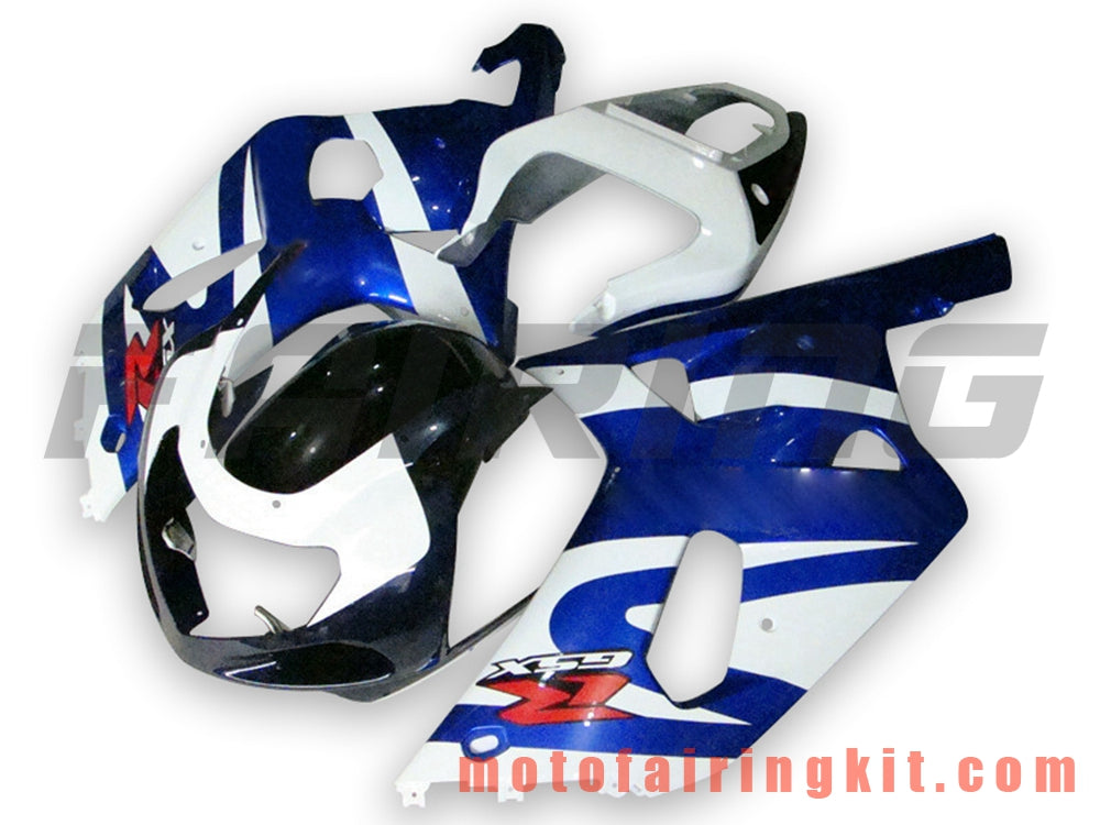 Kits de carenado aptos para GSXR1000 2000 2001 2002 GSXR 1000 00 01 02 Molde de inyección de plástico ABS Carrocería completa para motocicleta Marco de carrocería de posventa (azul y blanco) B095