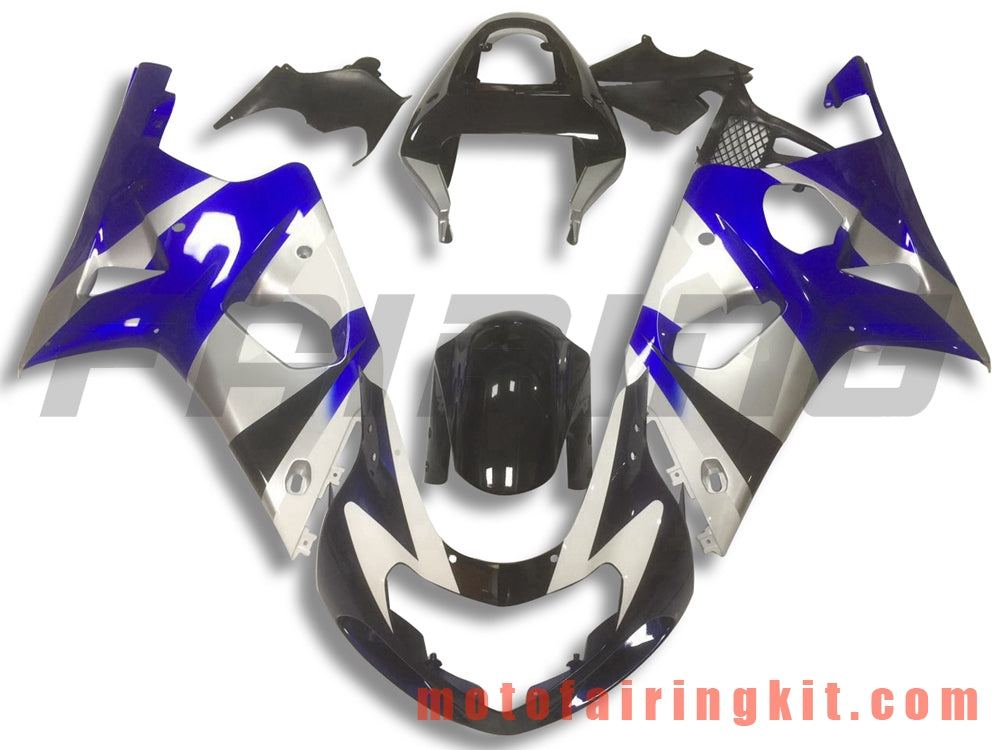 Kits de carenado aptos para GSXR1000 2000 2001 2002 GSXR 1000 00 01 02 Molde de inyección de plástico ABS Carrocería completa para motocicleta Marco de carrocería de posventa (azul y plata) B098