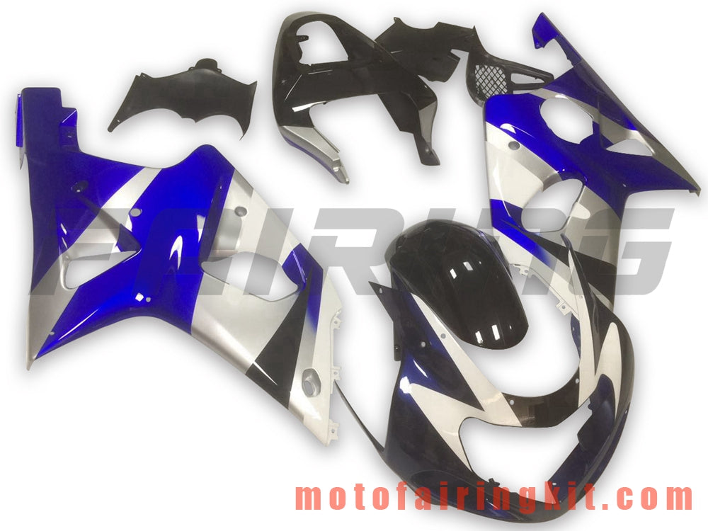 Fairing Kits Fit for GSXR1000 2000 2001 2002 GSXR 1000 00 01 02 Plastic ABS Injection Mold Complete Motorcycle Body Aftermarket Bodywork Frame (Blue & Silver) B098