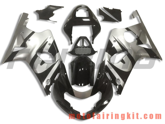 Kits de carenado aptos para GSXR1000 2000 2001 2002 GSXR 1000 00 01 02 Molde de inyección de plástico ABS Carrocería completa para motocicleta Marco de carrocería de posventa (negro y plateado) B099