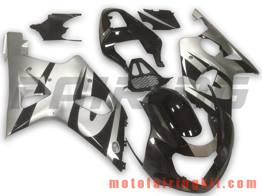 Fairing Kits Fit for GSXR1000 2000 2001 2002 GSXR 1000 00 01 02 Plastic ABS Injection Mold Complete Motorcycle Body Aftermarket Bodywork Frame (Black & Silver) B099