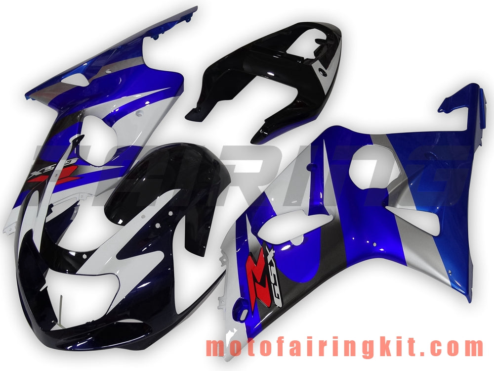 Kits de carenado aptos para GSXR1000 2000 2001 2002 GSXR 1000 00 01 02 Molde de inyección de plástico ABS Carrocería completa para motocicleta Marco de carrocería de posventa (azul y negro) B102