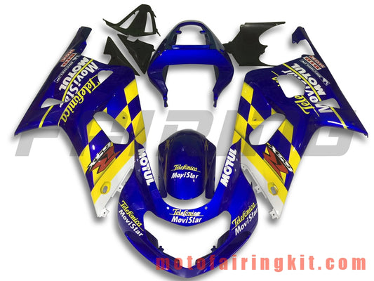 Fairing Kits Fit for GSXR1000 2000 2001 2002 GSXR 1000 00 01 02 Plastic ABS Injection Mold Complete Motorcycle Body Aftermarket Bodywork Frame (Blue & Yellow) B104