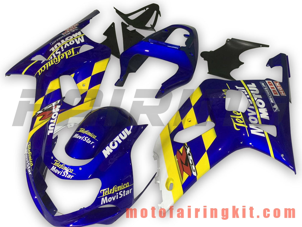 Fairing Kits Fit for GSXR1000 2000 2001 2002 GSXR 1000 00 01 02 Plastic ABS Injection Mold Complete Motorcycle Body Aftermarket Bodywork Frame (Blue & Yellow) B104