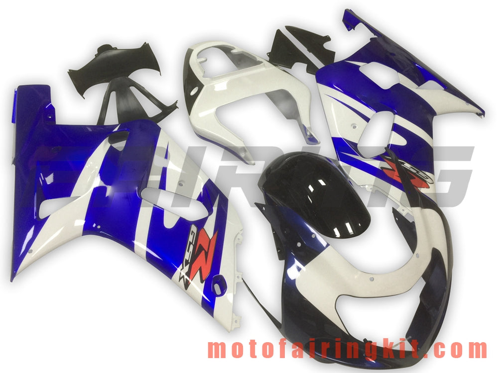 フェアリングキット GSXR1000 2000 2001 2002 GSXR 1000 00 01 02 プラスチック ABS 射出成形 完全なオートバイボディ アフターマーケットボディワークフレーム (ブルー &amp; ホワイト) B106