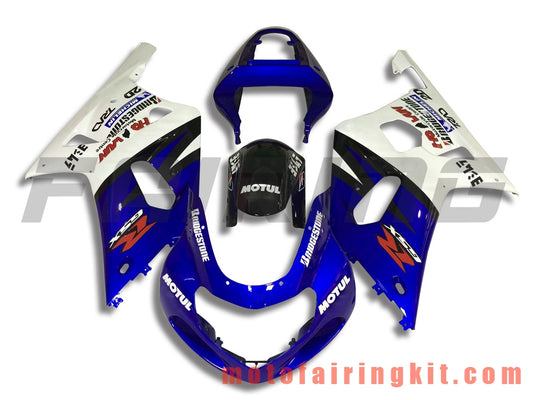 Kits de carenado aptos para GSXR1000 2000 2001 2002 GSXR 1000 00 01 02 Molde de inyección de plástico ABS Carrocería completa para motocicleta Marco de carrocería de posventa (azul y blanco) B107