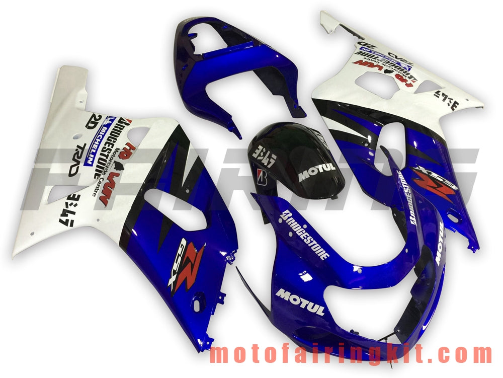 Fairing Kits Fit for GSXR1000 2000 2001 2002 GSXR 1000 00 01 02 Plastic ABS Injection Mold Complete Motorcycle Body Aftermarket Bodywork Frame (Blue & White) B107