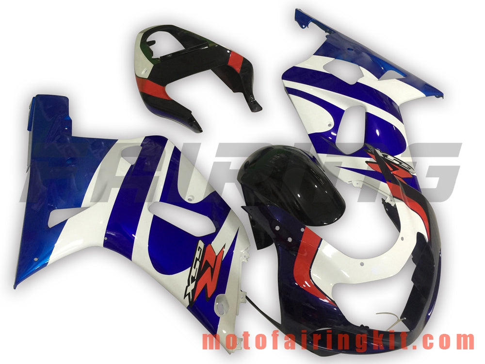 Kits de carenado aptos para GSXR1000 2000 2001 2002 GSXR 1000 00 01 02 Molde de inyección de plástico ABS Carrocería completa para motocicleta Marco de carrocería de posventa (azul y blanco) B111