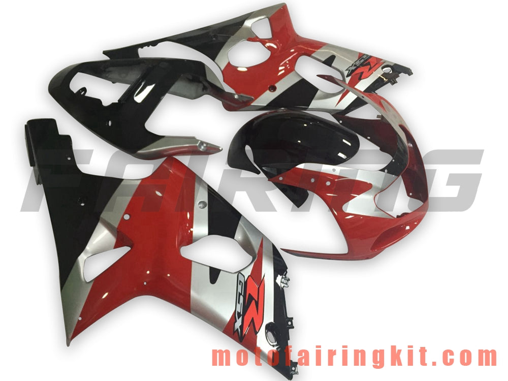 Kits de carenado aptos para GSXR1000 2000 2001 2002 GSXR 1000 00 01 02 Molde de inyección de plástico ABS Carrocería completa para motocicleta Marco de carrocería de posventa (rojo y plateado) B114