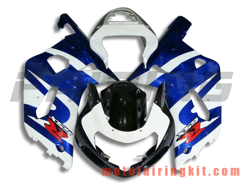 Kits de carenado aptos para GSXR1000 2000 2001 2002 GSXR 1000 00 01 02 Molde de inyección de plástico ABS Carrocería completa para motocicleta Marco de carrocería de posventa (azul y blanco) B116