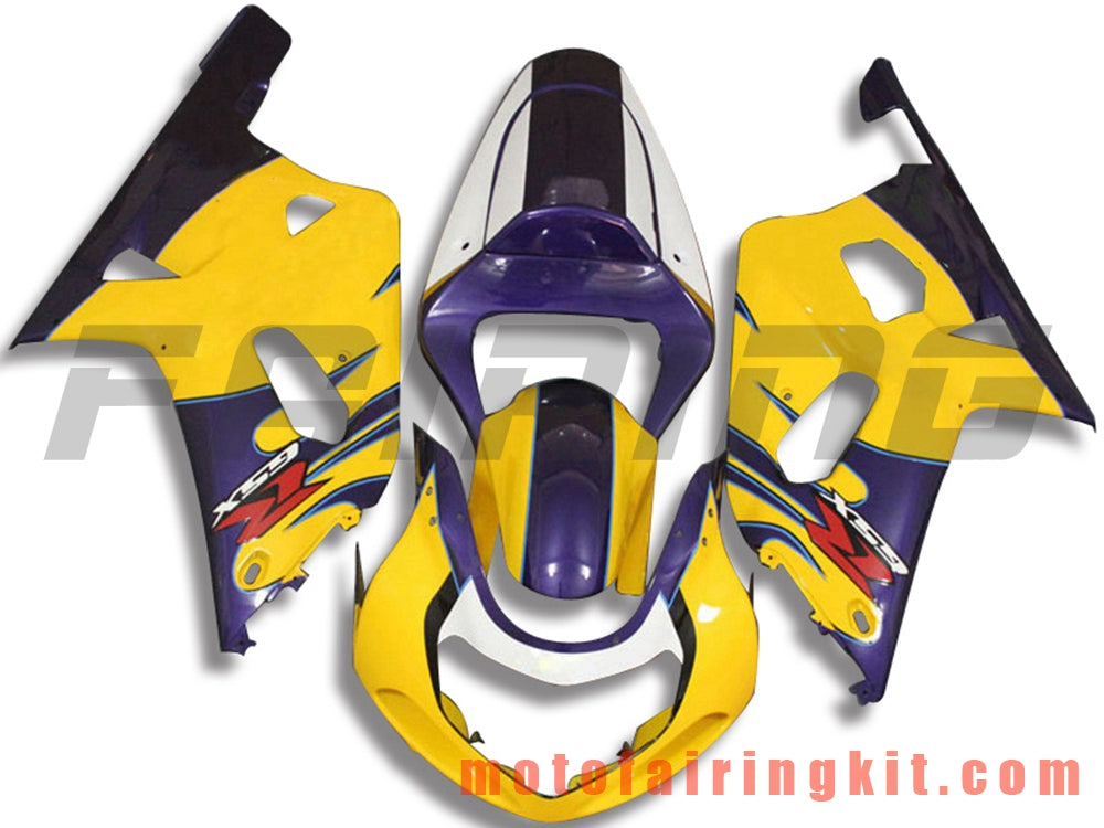 Kits de carenado aptos para GSXR1000 2000 2001 2002 GSXR 1000 00 01 02 Molde de inyección de plástico ABS Carrocería completa para motocicleta Marco de carrocería de posventa (amarillo y morado) B117