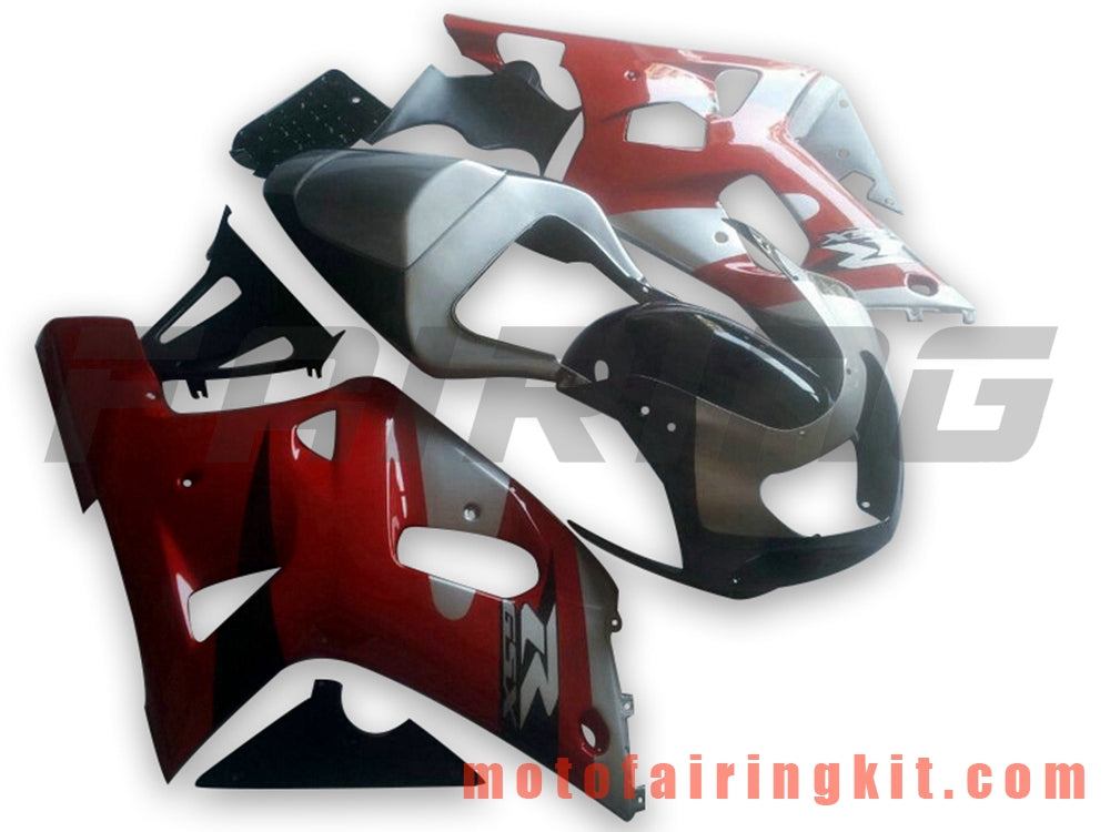 Kits de carenado aptos para GSXR1000 2000 2001 2002 GSXR 1000 00 01 02 Molde de inyección de plástico ABS Carrocería completa para motocicleta Marco de carrocería de posventa (rojo y plateado) B121