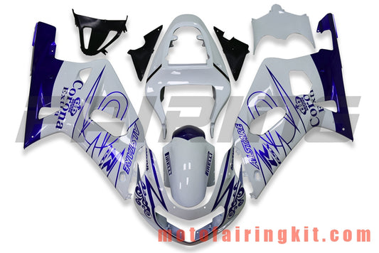 Kits de carenado aptos para GSXR1000 2000 2001 2002 GSXR 1000 00 01 02 Molde de inyección de plástico ABS Carrocería completa para motocicleta Marco de carrocería de posventa (blanco y azul) B136