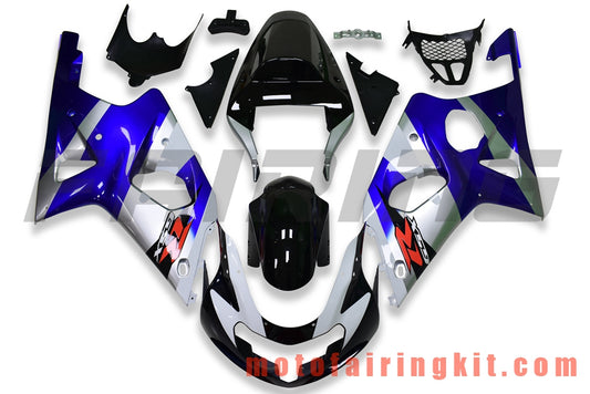 Kits de carenado aptos para GSXR1000 2000 2001 2002 GSXR 1000 00 01 02 Molde de inyección de plástico ABS Carrocería completa para motocicleta Marco de carrocería de posventa (azul y negro) B137