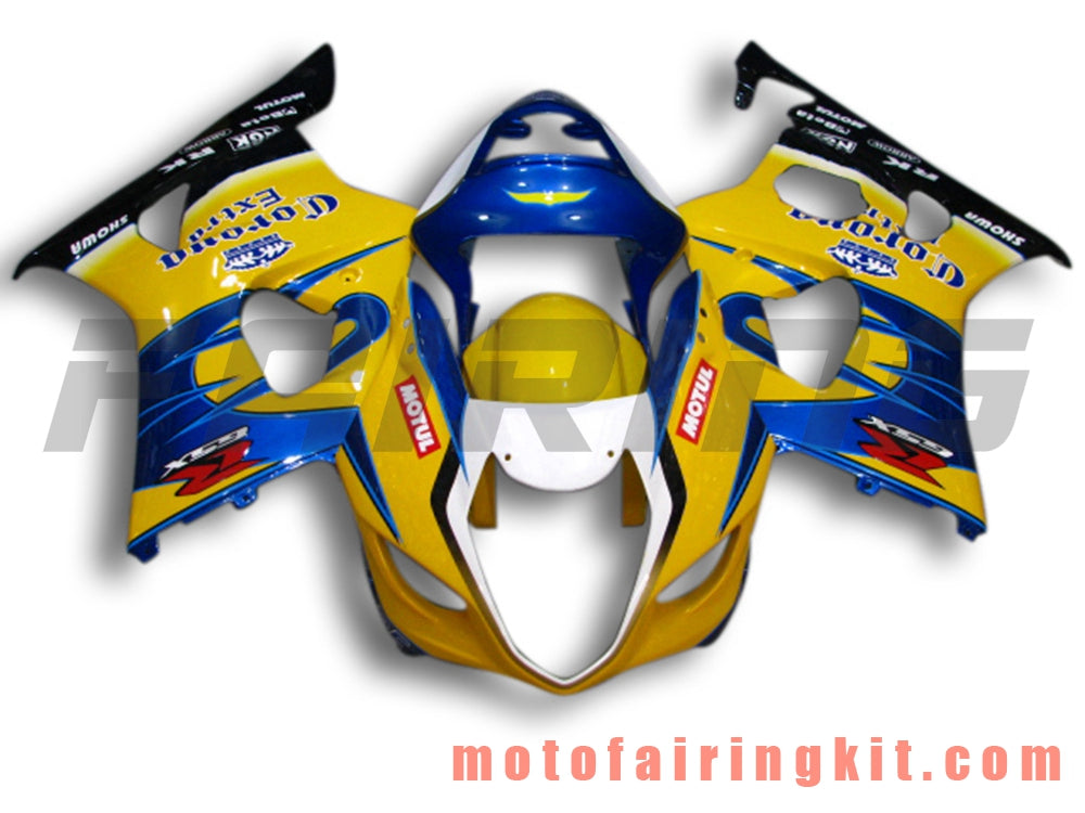 Fairing Kits Fit for GSXR1000 K3 2003 2004 GSXR 1000 GSX R1000 K3 03 04 Plastic ABS Injection Mold Complete Motorcycle Body Aftermarket Bodywork Frame (Yellow & Blue) B004