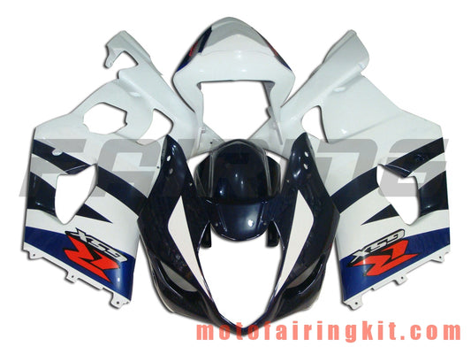 Fairing Kits Fit for GSXR1000 K3 2003 2004 GSXR 1000 GSX R1000 K3 03 04 Plastic ABS Injection Mold Complete Motorcycle Body Aftermarket Bodywork Frame (White & Blue) B006