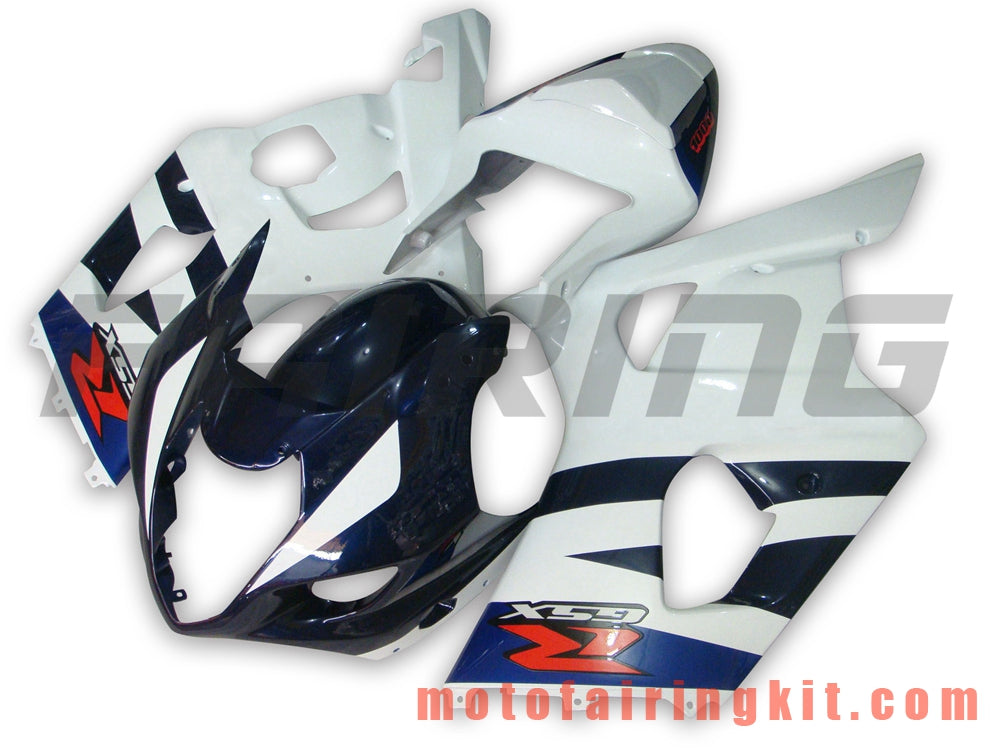 Kits de carenado aptos para GSXR1000 K3 2003 2004 GSXR 1000 GSX R1000 K3 03 04 Molde de inyección de plástico ABS Carrocería completa para motocicleta Marco de carrocería de posventa (blanco y azul) B006