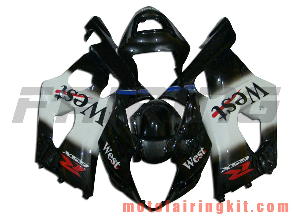 フェアリングキット GSXR1000 K3 2003 2004 GSXR 1000 GSX R1000 K3 03 04 プラスチック ABS 射出成型 完全なオートバイボディ アフターマーケットボディワークフレーム (ブラック &amp; ホワイト) B007