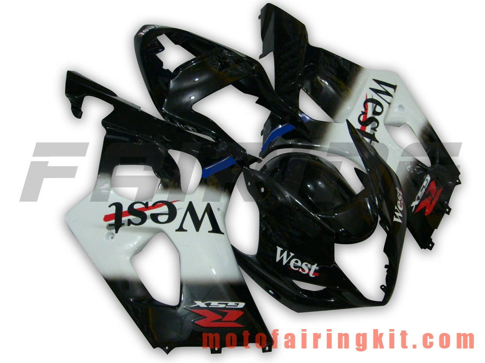 Fairing Kits Fit for GSXR1000 K3 2003 2004 GSXR 1000 GSX R1000 K3 03 04 Plastic ABS Injection Mold Complete Motorcycle Body Aftermarket Bodywork Frame (Black & White) B007