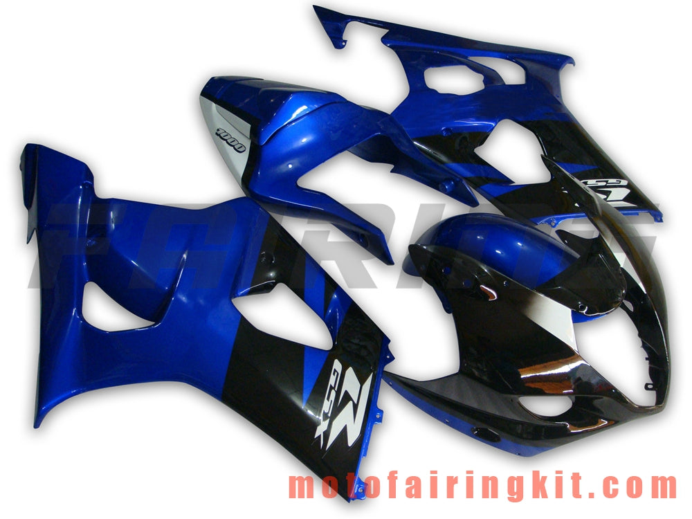 Fairing Kits Fit for GSXR1000 K3 2003 2004 GSXR 1000 GSX R1000 K3 03 04 Plastic ABS Injection Mold Complete Motorcycle Body Aftermarket Bodywork Frame (Black & Blue) B011