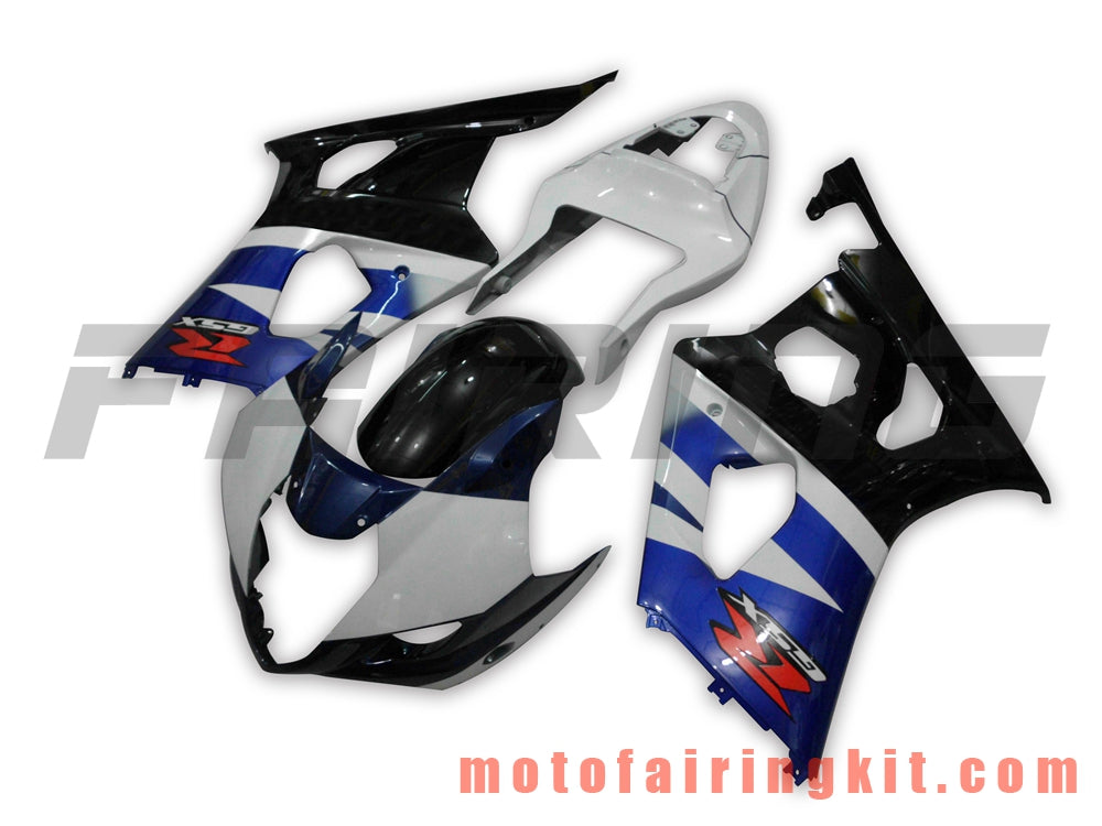 Kits de carenado aptos para GSXR1000 K3 2003 2004 GSXR 1000 GSX R1000 K3 03 04 Molde de inyección de plástico ABS Carrocería completa para motocicleta Marco de carrocería de posventa (blanco y azul) B015