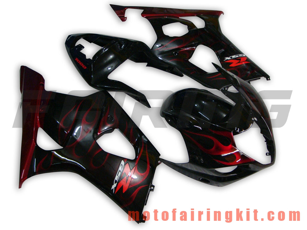 Fairing Kits Fit for GSXR1000 K3 2003 2004 GSXR 1000 GSX R1000 K3 03 04 Plastic ABS Injection Mold Complete Motorcycle Body Aftermarket Bodywork Frame (Black & Red) B021