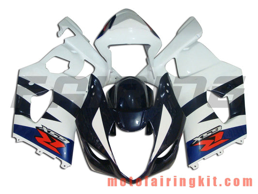 Kits de carenado aptos para GSXR1000 K3 2003 2004 GSXR 1000 GSX R1000 K3 03 04 Molde de inyección de plástico ABS Carrocería completa para motocicleta Marco de carrocería de posventa (blanco y azul) B025