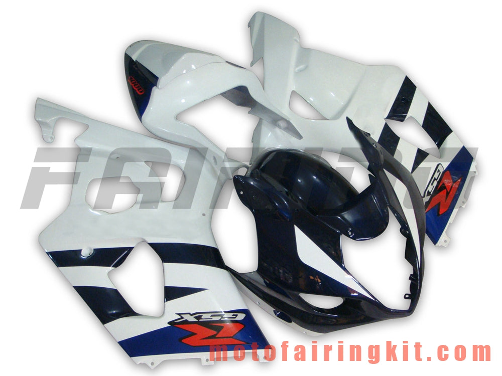 Fairing Kits Fit for GSXR1000 K3 2003 2004 GSXR 1000 GSX R1000 K3 03 04 Plastic ABS Injection Mold Complete Motorcycle Body Aftermarket Bodywork Frame (White & Blue) B025