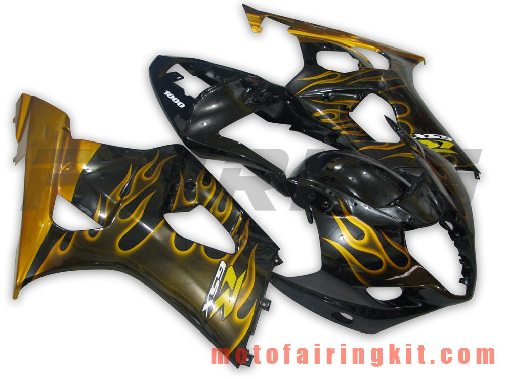 Fairing Kits Fit for GSXR1000 K3 2003 2004 GSXR 1000 GSX R1000 K3 03 04 Plastic ABS Injection Mold Complete Motorcycle Body Aftermarket Bodywork Frame (Black & Gold) B031