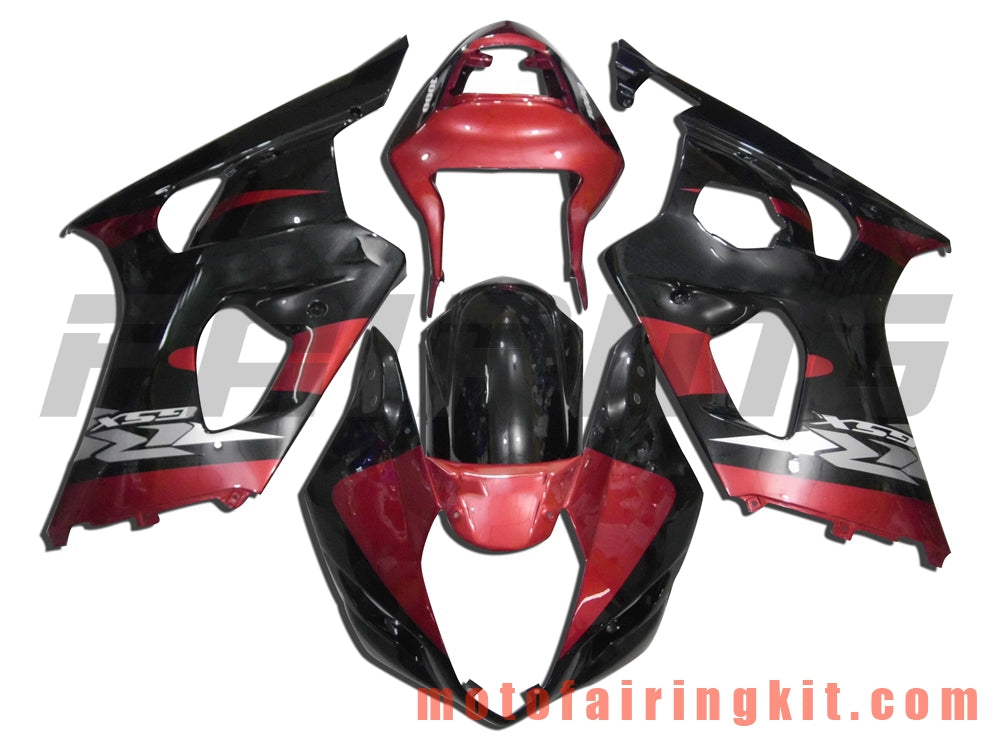 Fairing Kits Fit for GSXR1000 K3 2003 2004 GSXR 1000 GSX R1000 K3 03 04 Plastic ABS Injection Mold Complete Motorcycle Body Aftermarket Bodywork Frame (Black & Red) B038