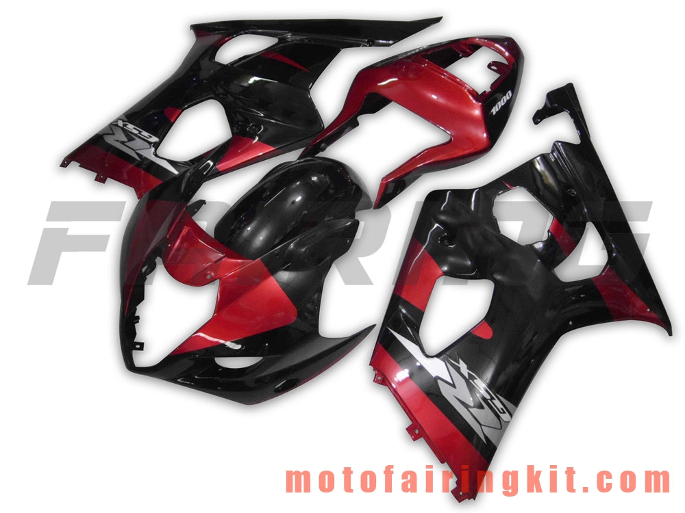 Fairing Kits Fit for GSXR1000 K3 2003 2004 GSXR 1000 GSX R1000 K3 03 04 Plastic ABS Injection Mold Complete Motorcycle Body Aftermarket Bodywork Frame (Black & Red) B038