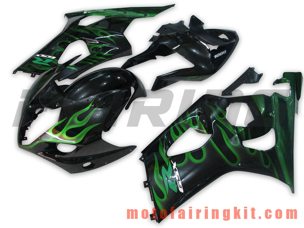 Fairing Kits Fit for GSXR1000 K3 2003 2004 GSXR 1000 GSX R1000 K3 03 04 Plastic ABS Injection Mold Complete Motorcycle Body Aftermarket Bodywork Frame (Black & Green) B039