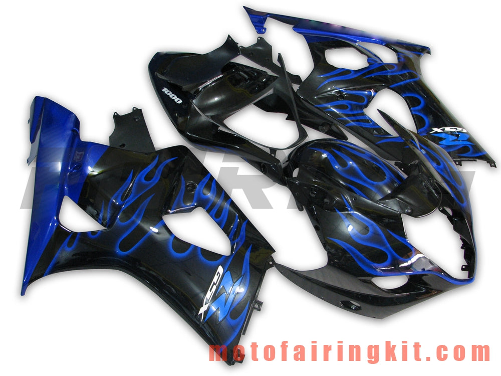 Fairing Kits Fit for GSXR1000 K3 2003 2004 GSXR 1000 GSX R1000 K3 03 04 Plastic ABS Injection Mold Complete Motorcycle Body Aftermarket Bodywork Frame (Blue & Black) B043