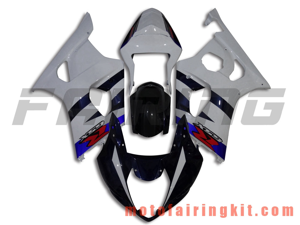 Kits de carenado aptos para GSXR1000 K3 2003 2004 GSXR 1000 GSX R1000 K3 03 04 Molde de inyección de plástico ABS Carrocería completa para motocicleta Marco de carrocería de posventa (blanco y azul) B046