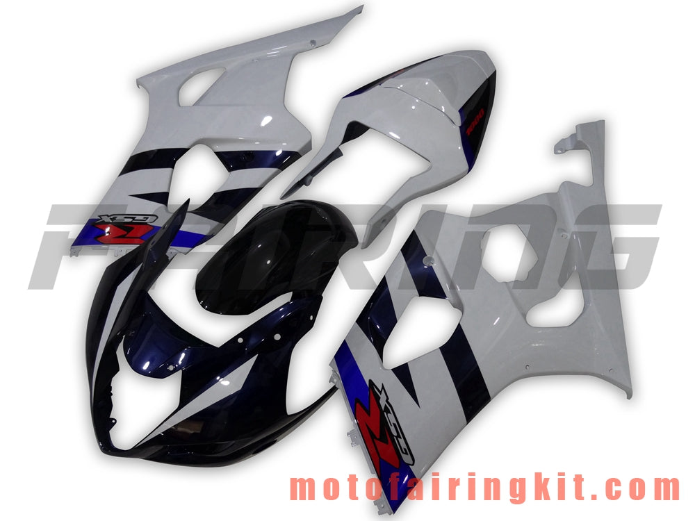 Kits de carenado aptos para GSXR1000 K3 2003 2004 GSXR 1000 GSX R1000 K3 03 04 Molde de inyección de plástico ABS Carrocería completa para motocicleta Marco de carrocería de posventa (blanco y azul) B046