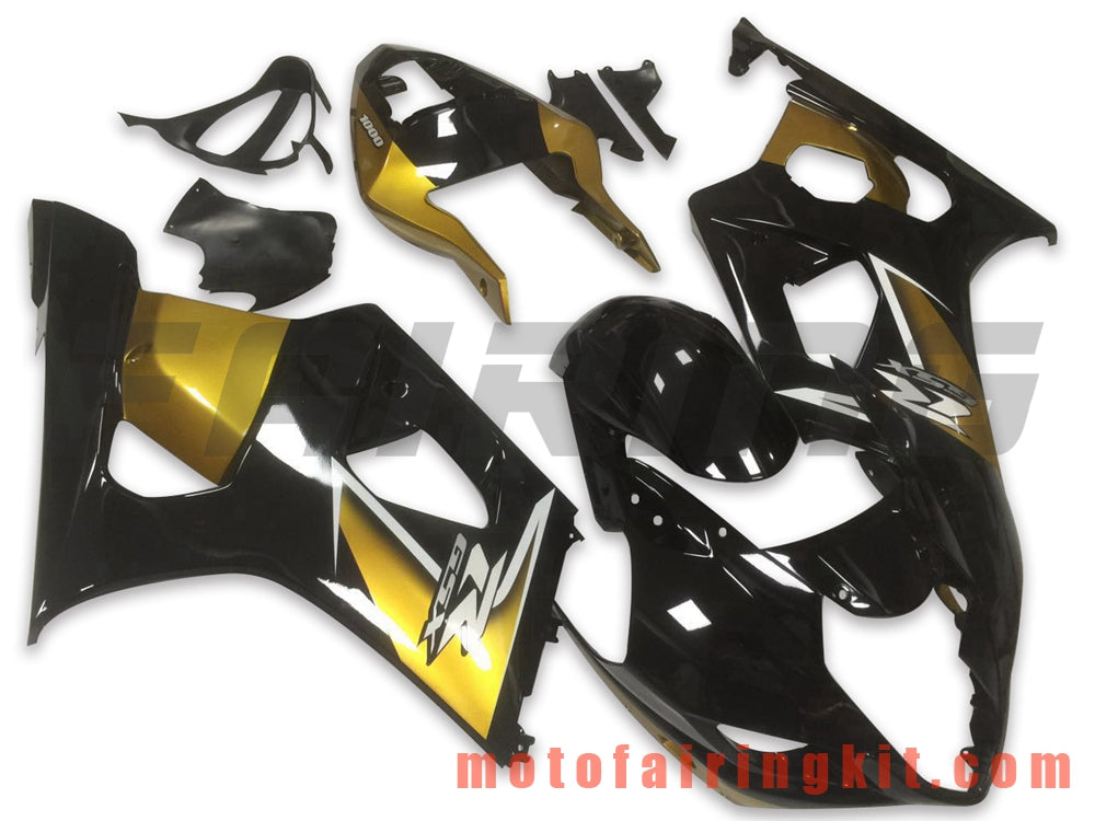 Fairing Kits Fit for GSXR1000 K3 2003 2004 GSXR 1000 GSX R1000 K3 03 04 Plastic ABS Injection Mold Complete Motorcycle Body Aftermarket Bodywork Frame (Black & Gold) B057