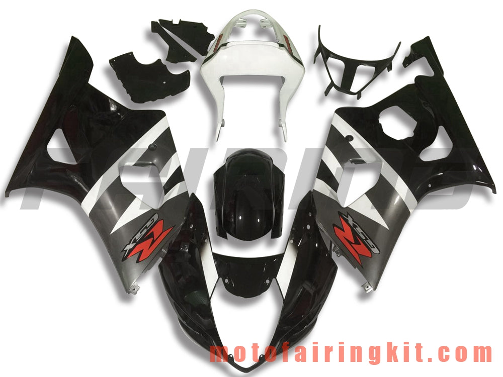 Fairing Kits Fit for GSXR1000 K3 2003 2004 GSXR 1000 GSX R1000 K3 03 04 Plastic ABS Injection Mold Complete Motorcycle Body Aftermarket Bodywork Frame (Black & White) B060